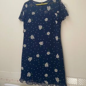 Karl Lagerfeld blue dress daisy dot print Sz 10